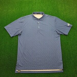 Turtleson Polo Shirt Mens Large Blue Allover Turtle Print Performance Golf Logo